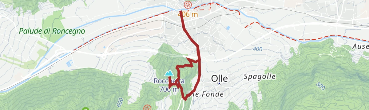 Route map: Walk - Footpath of Rocchetta from Salita Angeli - Meneghini
